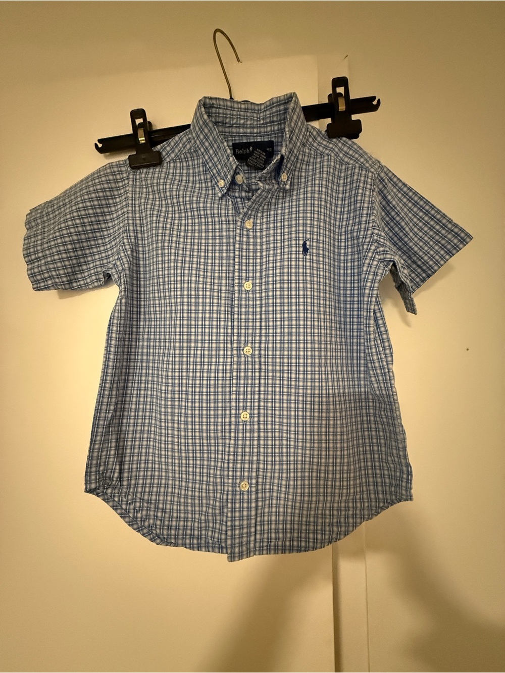 Ralph Lauren Light Blue Plaid Short-Sleeve Button-Down Shirt